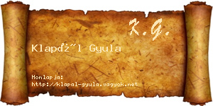 Klapál Gyula névjegykártya