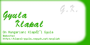 gyula klapal business card